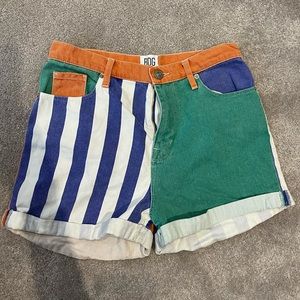 Multi colour printed retro style shorts